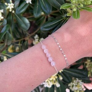 Rose quartz & sterling silver bracelet - NWT